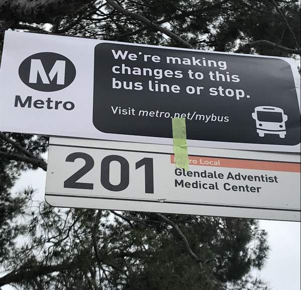 Metro Bus line 201 sign newsletter